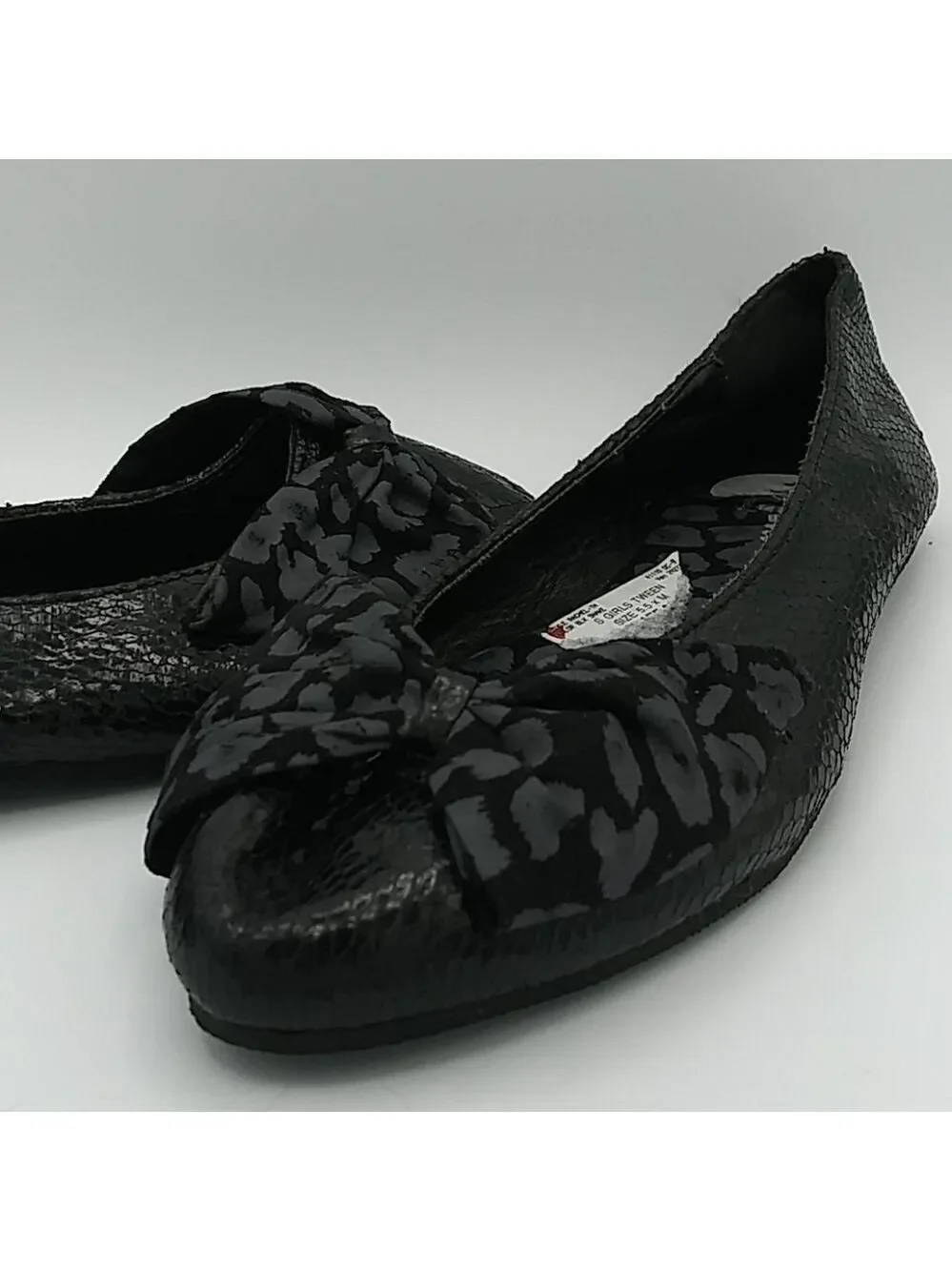 COCO Jumbo Black Snake Skin Pointed Toe Flat Shoe